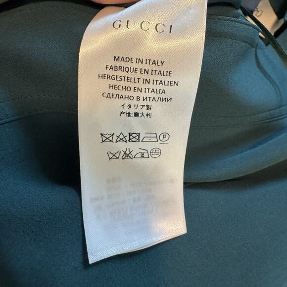 NEW Gucci Green 100% Silk A-Line Dress Short Sleeve Size 42 /6 Italy $2,735 - Picture 13 of 16